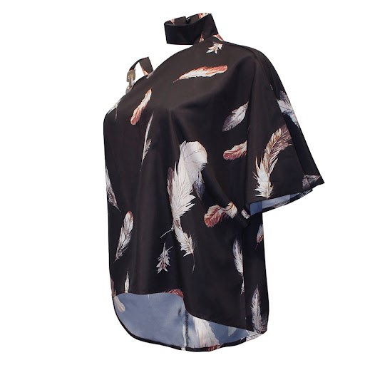 Title 7, European And American Womens Print Slant Colla...