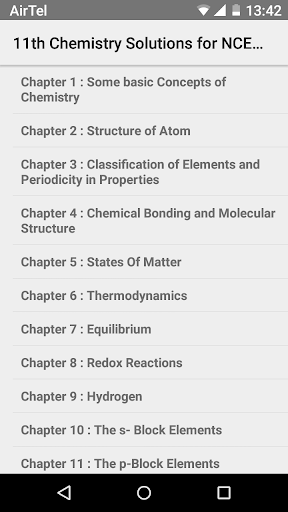 Chemistry XI Answers for NCERT