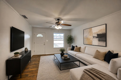 Living room with white sofa and coffee table - House purchase in Palestine, 6 rooms, 3 bedrooms