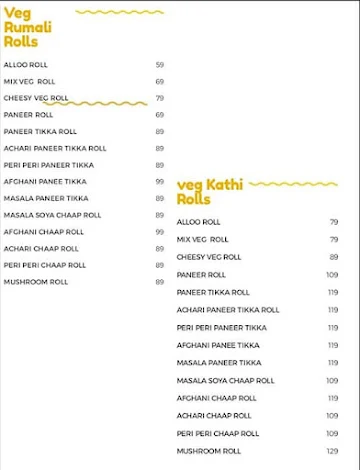 Bengal Kathi Roll Junction menu 