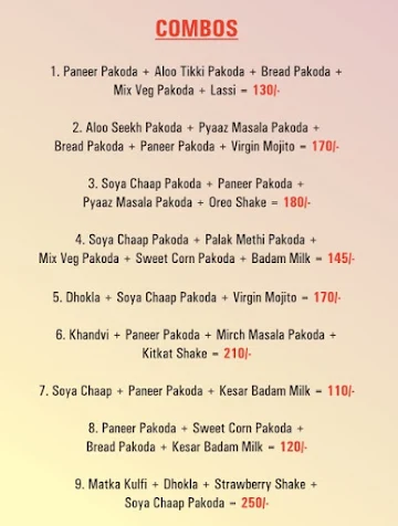 Khandani Pakodewala menu 