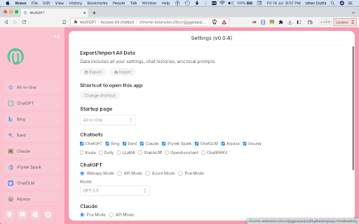 MultiGPT - Access All chatbots at once