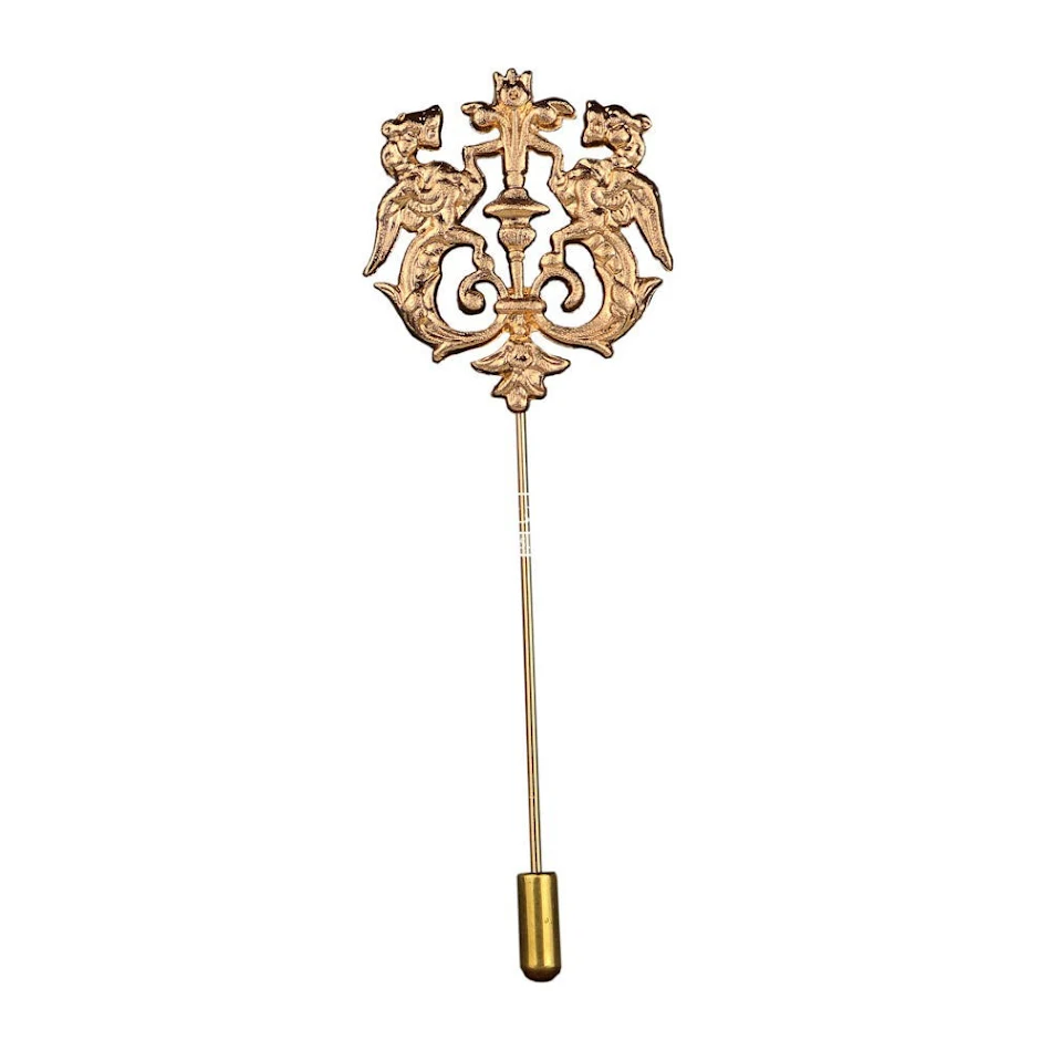 Broche coreano retrô Leão Duplo, Broche de uma palavra, Pino de gênero original para terno ou camisa. Sofisticação.