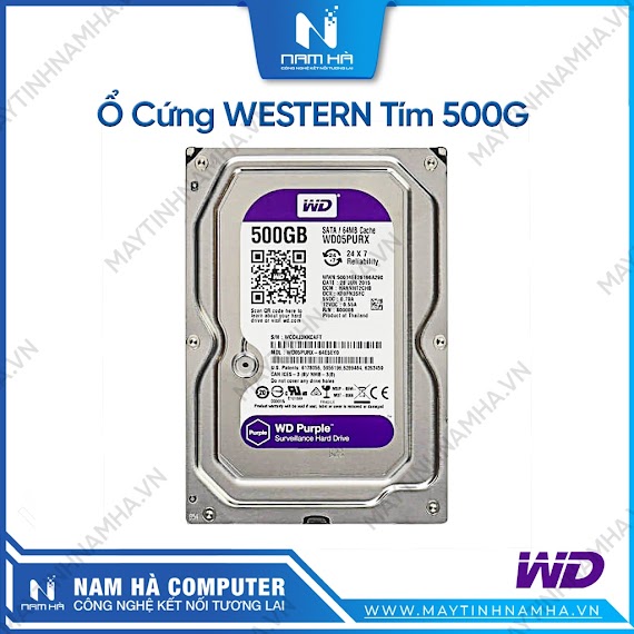 Ổ Cứng Western Tím 500G Chuyên Dụng Cho Hệ Thống Camera Giám Sát Chạy 24/7 Bảo Hành 2 Năm