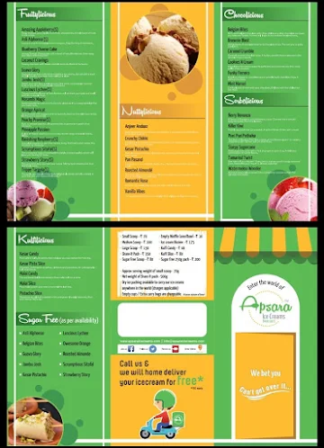 Apsara Ice Cream menu 