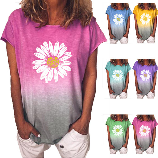 Title 5, Rainbow Gradient Print T-Shirt Short Sleeves