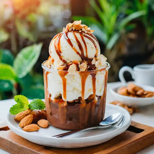 Salted Caramel Hot Chocolate Fudge Sundae