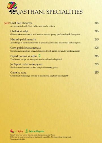 Udaipuri Restaurant menu 