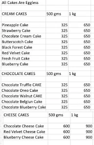 Cake Affair menu 1