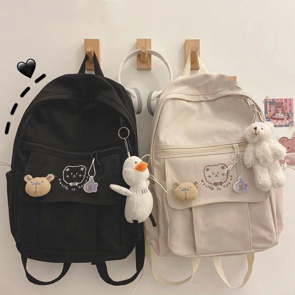 Schooltas Meisje College Schattig Canvas — Perfect voor Studenten. Schattig ontwerp, Ruime Capaciteit, en Modieuze Stijl voor Dagelijks Gebruik.