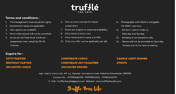 Truffle The Cafe menu 