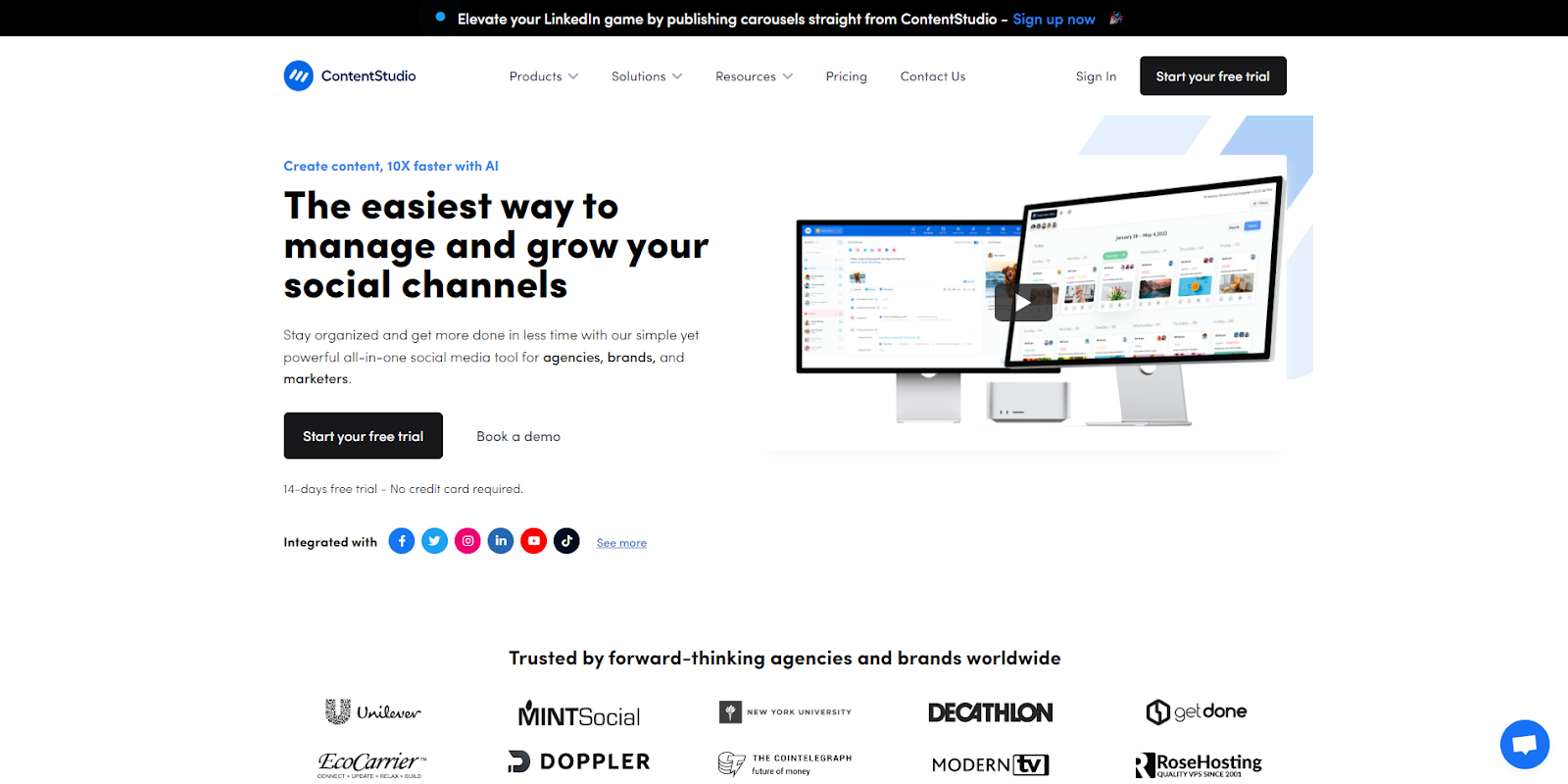 Home page of ContentStudio