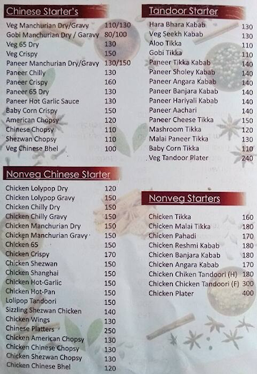 Hotel Jalsa menu 