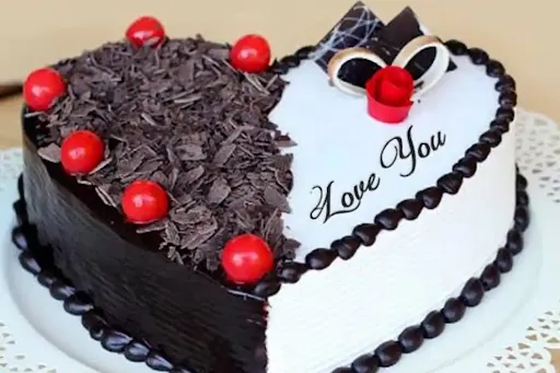 Vanilla Heart Shape Black Forest Cake