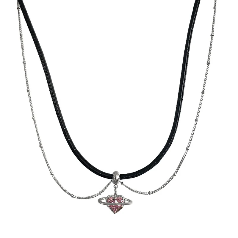 Dames hartvormige dubbellaagse ketting, niche design, een uniek sieraad voor vrouwen, perfect voor elke gelegenheid.