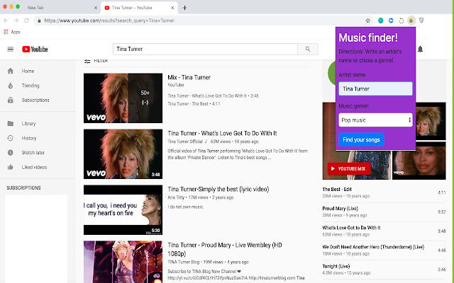 Music finder! chrome extension