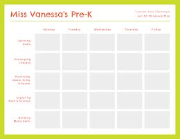 Grid Pre-K Plan - Preschool Lesson Plan item