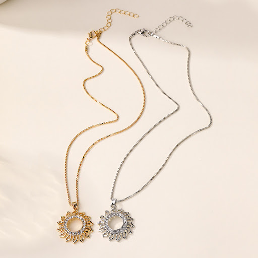 Title 3, Fashion Jeweled Pendant Womens Alloy Sun Round...