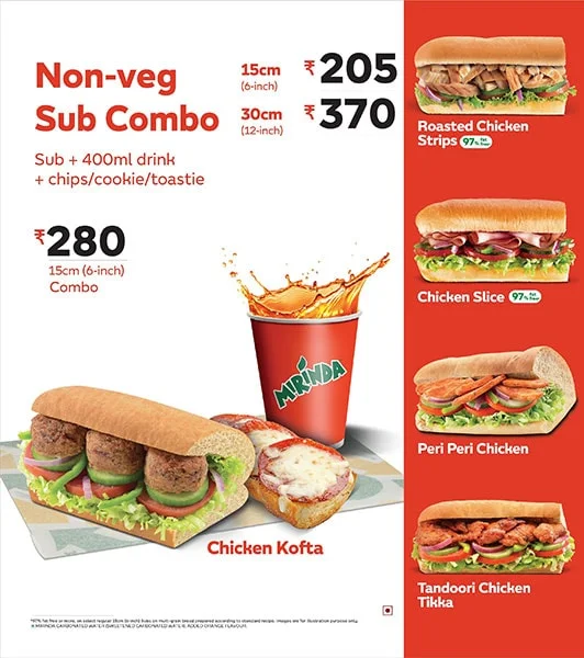 Subway menu 