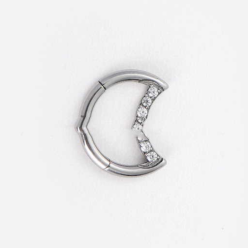 Title 2, White Zirconium Crescent Moon Nose Ring Earring...