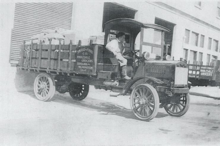 Early Smart & Final truck at a delivery.
