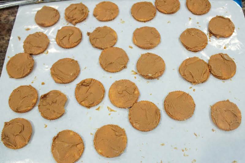 Peanut Butter Spread Onto Crackers.