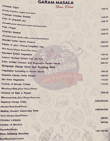 Garam Masala menu 