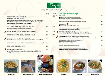 The Golden Dragon menu 