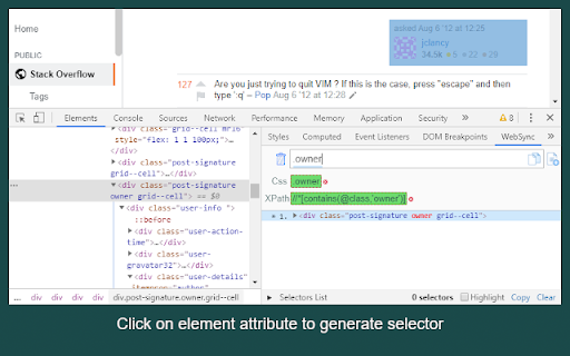 WebSync: Generate & Validate Selectors