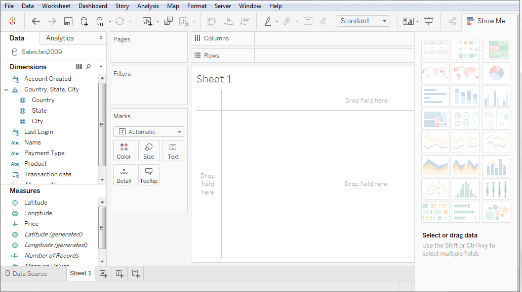 Tableau Data Connection with Text File