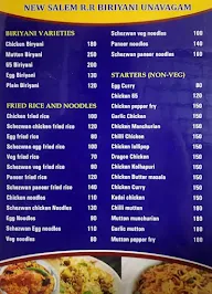 Salem RR Biriyani Unavagam menu 4