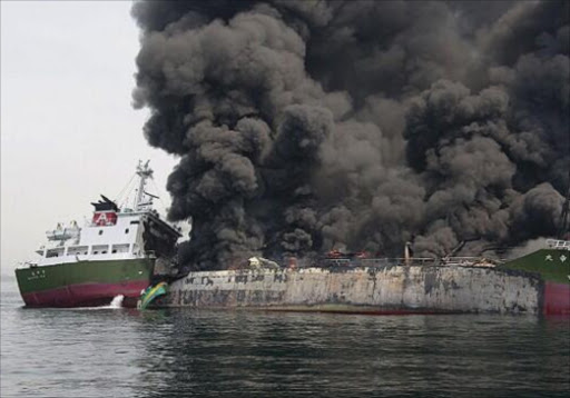 Oil tanker listing off Japan after explosion