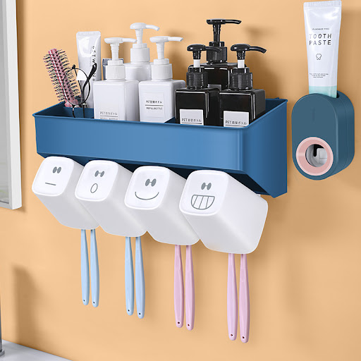 Title 8, Wall hanging toothbrush holder rack, free punch...