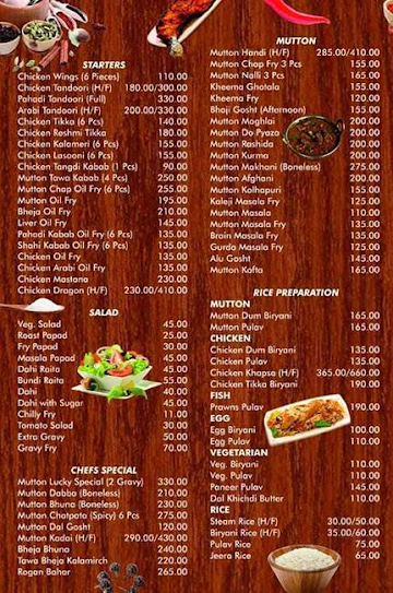 Mansoor Bhai's Lucky menu 