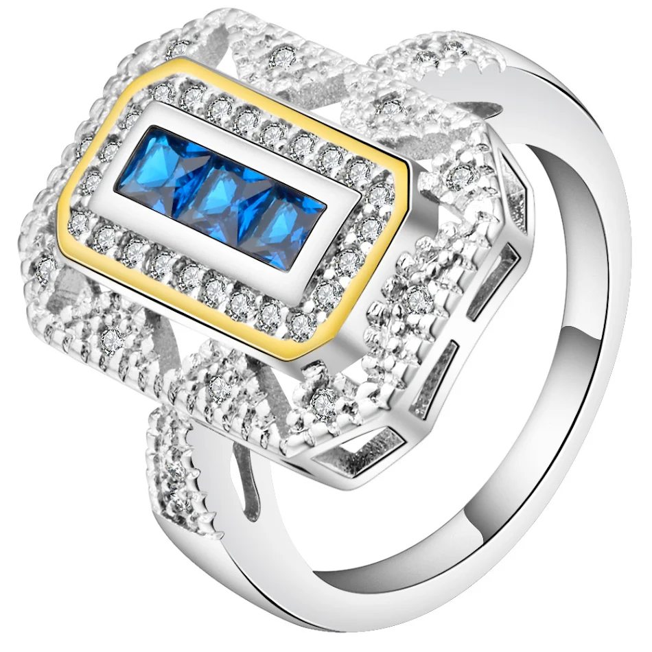 Koper ingelegde zirkonia ring, Europese en Amerikaanse stijl. Een schitterende ring die je outfit compleet maakt en je laat stralen, perfect voor elke dag.