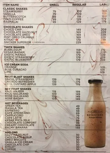 Keventers - Milkshakes & Desserts menu 