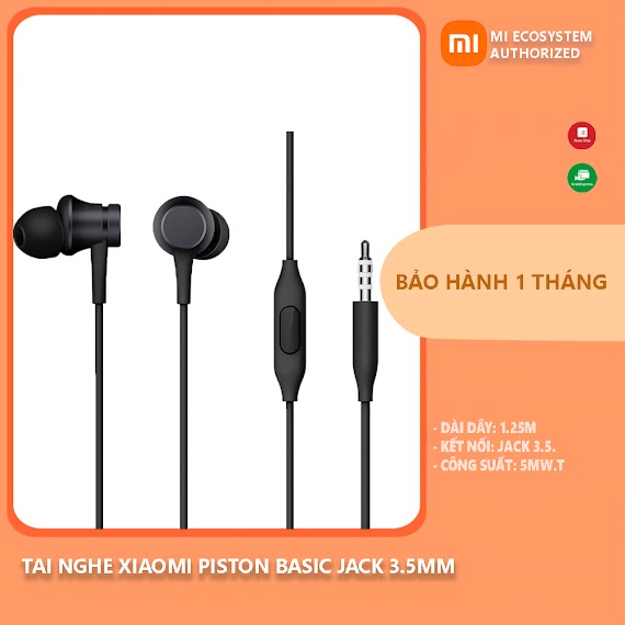 [Bản Quốc Tế] Tai Nghe Xiaomi Piston Basic Jack 3.5Mm Có Mic Vỏ Nhôm Nguyên Khối - Bảo Hành 1 Tháng