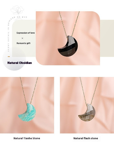 Title 9, Popular Temperament Natural Stone Cut Moon Tita...