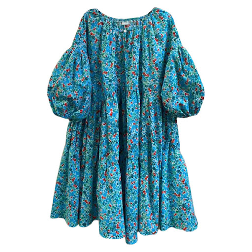 Title 3, Loose floral pleated balloon sleeve dress, offe...