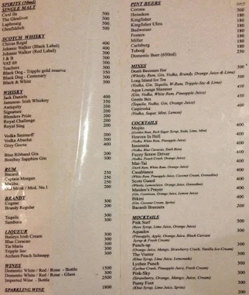 The Fernery - Hotel Aurora Towers menu 