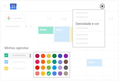 Alterar cores de agendas e eventos