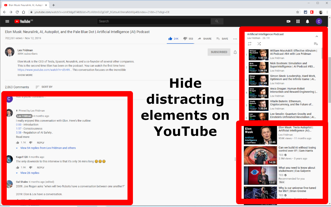 Full Focus - Hide Recommendations on YouTube Preview image 1