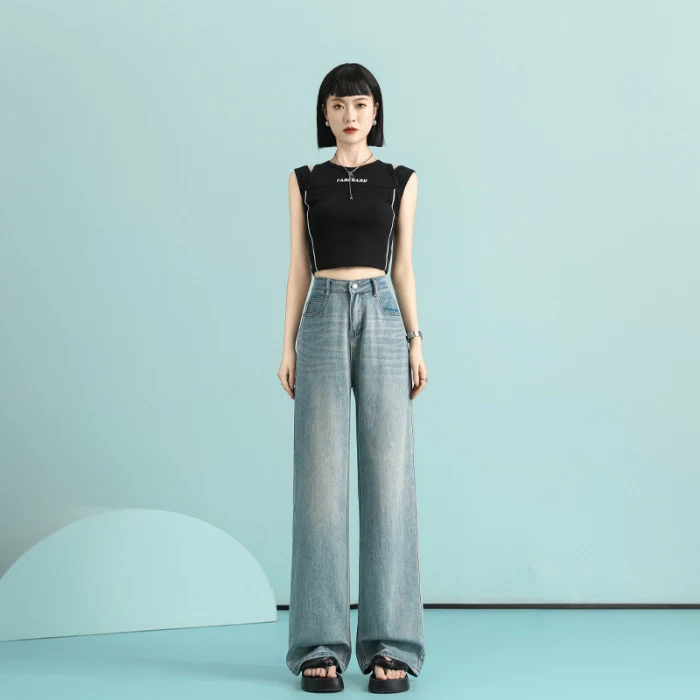 Lyocell Jeans im Design Sense Gelb Nostalgisch High Waist Wide Leg Hose – Bequeme Jeans für einen entspannten Look mit Retro-Flair.