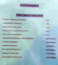 Avon Bakers menu 1