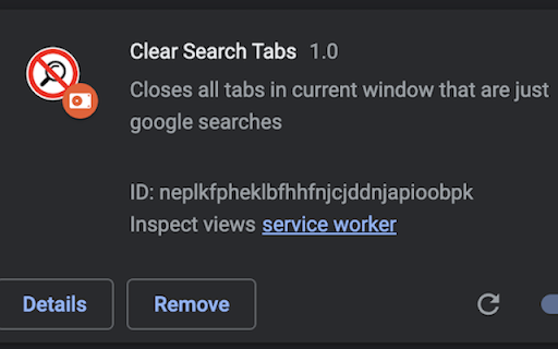 Clear Search Tabs