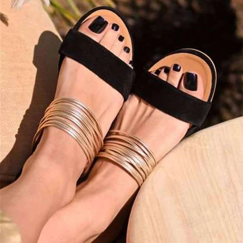 Sandales Plates Grandes Tailles pour Femme Confort et Style. Idéales comme Pantoufles Plates, Ces Sandales Offrent Légèreté et Bien-Être pour l'Été.