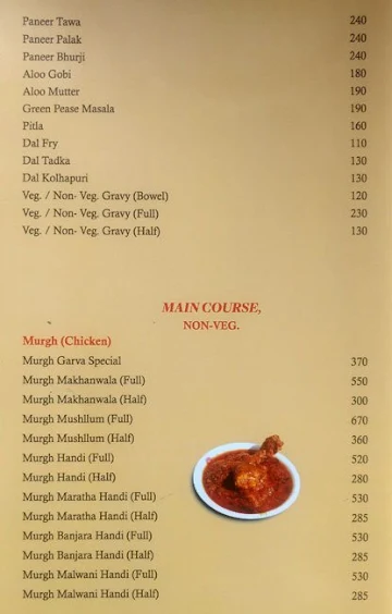 Garva menu 