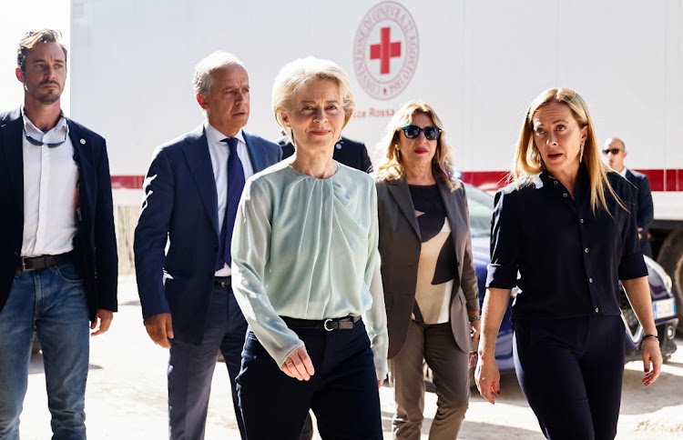 European Commission president Ursula von der Leyen and Italian Prime Minister Giorgia Meloni visit Lampedusa, Italy, September 17 2023. Picture: YARA NARDI/REUTERS