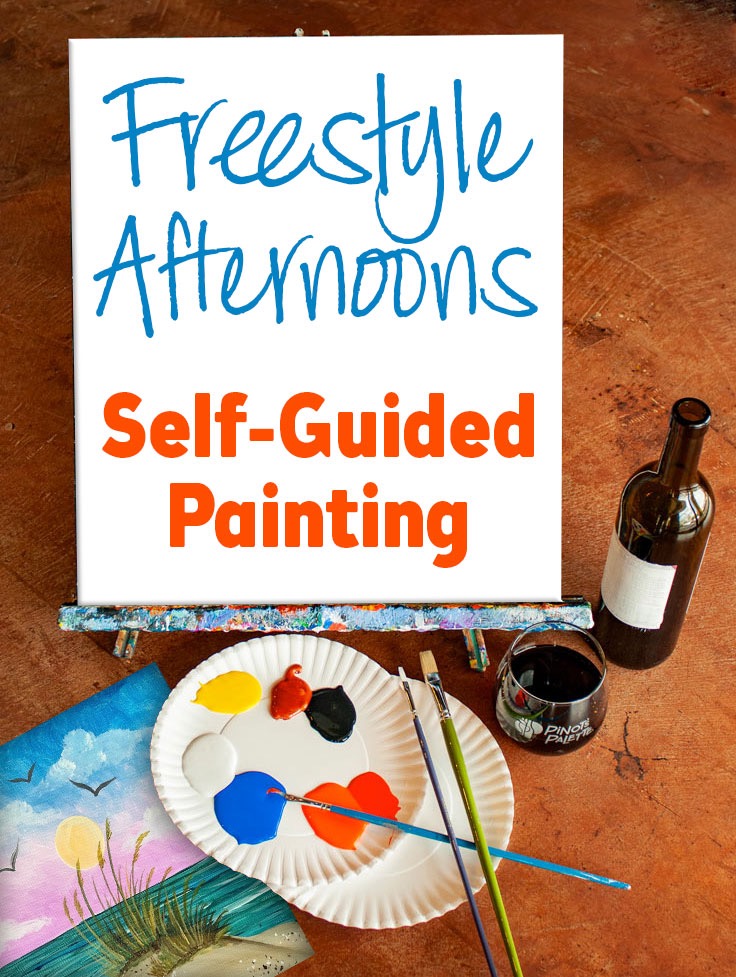 CLASS DETAILS
This class accepts gift certificates, studio credits, and credit card payments. Pinot Perks ™ discounts and national Pinot's Palette discounts will apply. No other discounts or daily deals can be accepted.

It's an Open Studio at Pinot's Palette today.

Unlike our traditional step-by-step instructor-led art class with an art instructor on stage... Open Studio time is designed to give you more flexibility and freedom. This is your chance to decide what you'd like to paint!

How does it work?
You have 3 Options to choose from during Open Studio Hours:
(Each option includes all the supplies you need to complete a 10x10 Canvas painting within a 2-hour time slot).
Option 1) Self-Guided Instructions.
Select from our Open Studio painting selections; and then with the help of self-guided instructions complete your painting within any 2-hour time slot from 12pm to 4pm. Last seating at 2pm for 4pm completion.

Option 2) Point and Paint. Find something on our walls and do your best to copy it (all materials and canvas provided but no guided paint instructions...)

Option 3) Be the Artist. We'll provide everything you need for a fun day out: the brushes, the paints , apron, and your own bartender then sit down with some music and start to paint from your own imagination... Have an idea in your head? This is the time to paint it into reality.

You may also choose any of the above options, but on a 20x16 canvas at $25. You can register for regular Open Studio online and pay for the upgrade when you are in the studio.

Feel free to bring your own food, we have drinks and snacks for purchase at the bar too.

See you soon. Pre-registration is preferred.