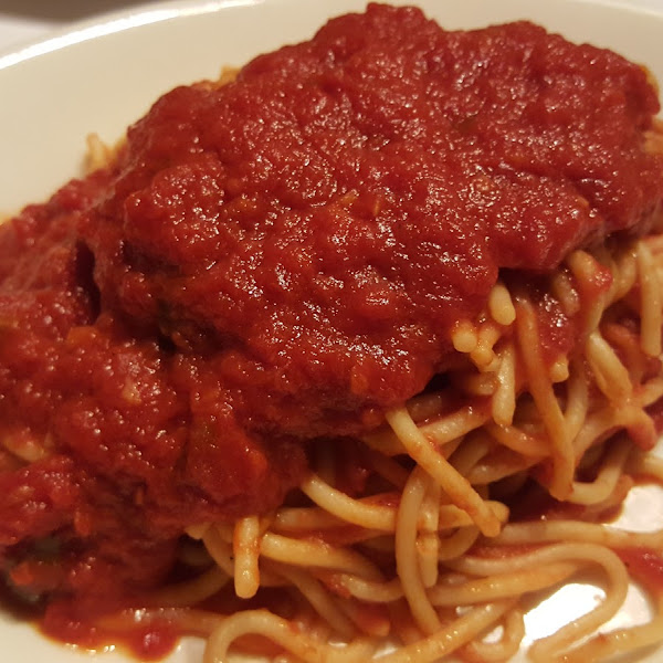 GF pasta with marinara sauce